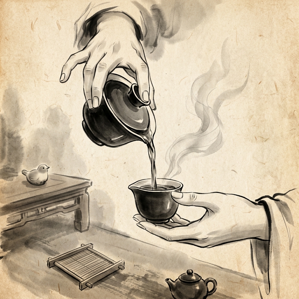 Tea master pouring